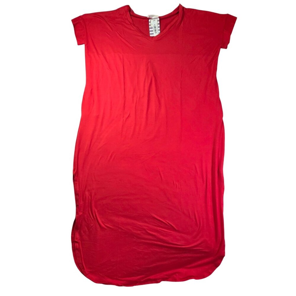 Zenana Maxi Dress Womens XL Red Brushed V-Neck Pockets Side Split Casual  New - Picture 1 of 11